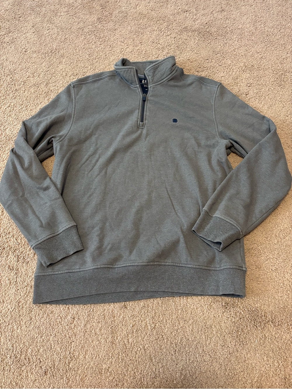 Izod Men's Quarter-Zip Pullover Sweater - Slate Gray with Navy Logo